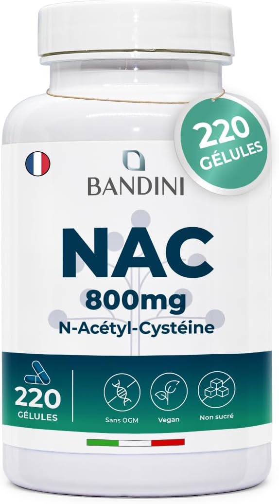 ® NAC 800 mg par capsule - 220 gélules pour +7 mois - N-acétyl-L-cystéine - Haute biodisponibilité et tolérance - Antioxydant Hautement dosé, Qualité supérieure, 100% Végétalien, sans Additifs