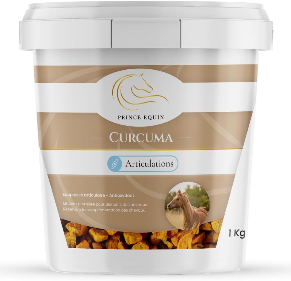 Prince Equin - Curcuma - Complément nutritionnel Cheval - Seau 1 kg - Souplesse des articulations - Raideurs articulaires - Marque Française (Seau 1 kg)