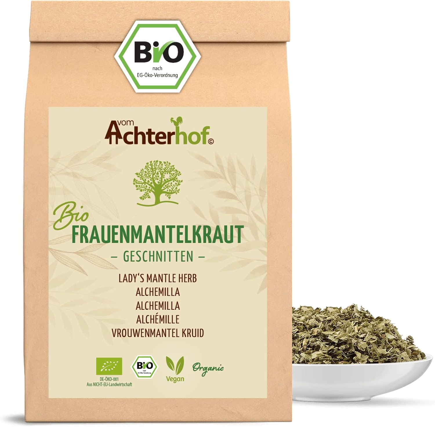 Alchémille biologique 250g - thé d'alchémille séché et coupé - issu de culture biologique contrôlée - naturel - sans additifs - vom Achterhof 250 g (Lot de 1)