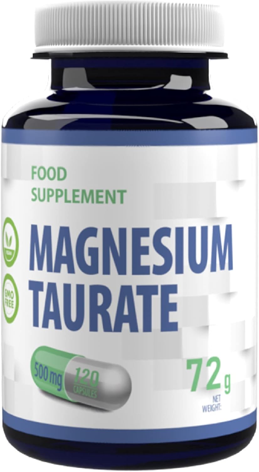 Taurate de magnésium 2000mg par portion 120 Gélules Végétales, Certificat d'analyse d'AGROLAB Allemagne, très puissant, sans gluten ni OGM