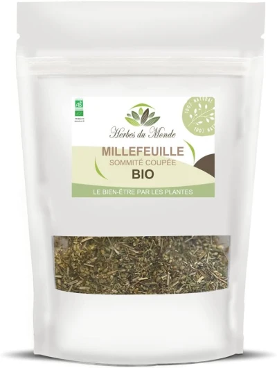 Tisane Achillée Millefeuille BIO 50g: Sommité Coupée Certifiée AB, Infusion Détox & Digestive, Soulage Menstruations, Anti-inflammatoire, Soutien Féminin - 1 sachet