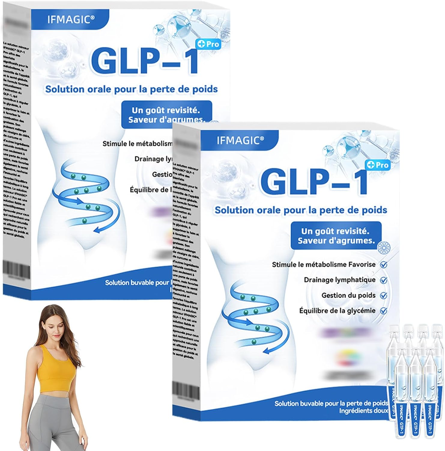 IFMAGIC GLP-1 Pro Solution orale pour la perte de poids, avancé GLP-1 Solution orale pour, IFMAGIC GLP1 Goutte, naturel Sérum complexe peptidique pour hommes et femmes (2 Pièces)