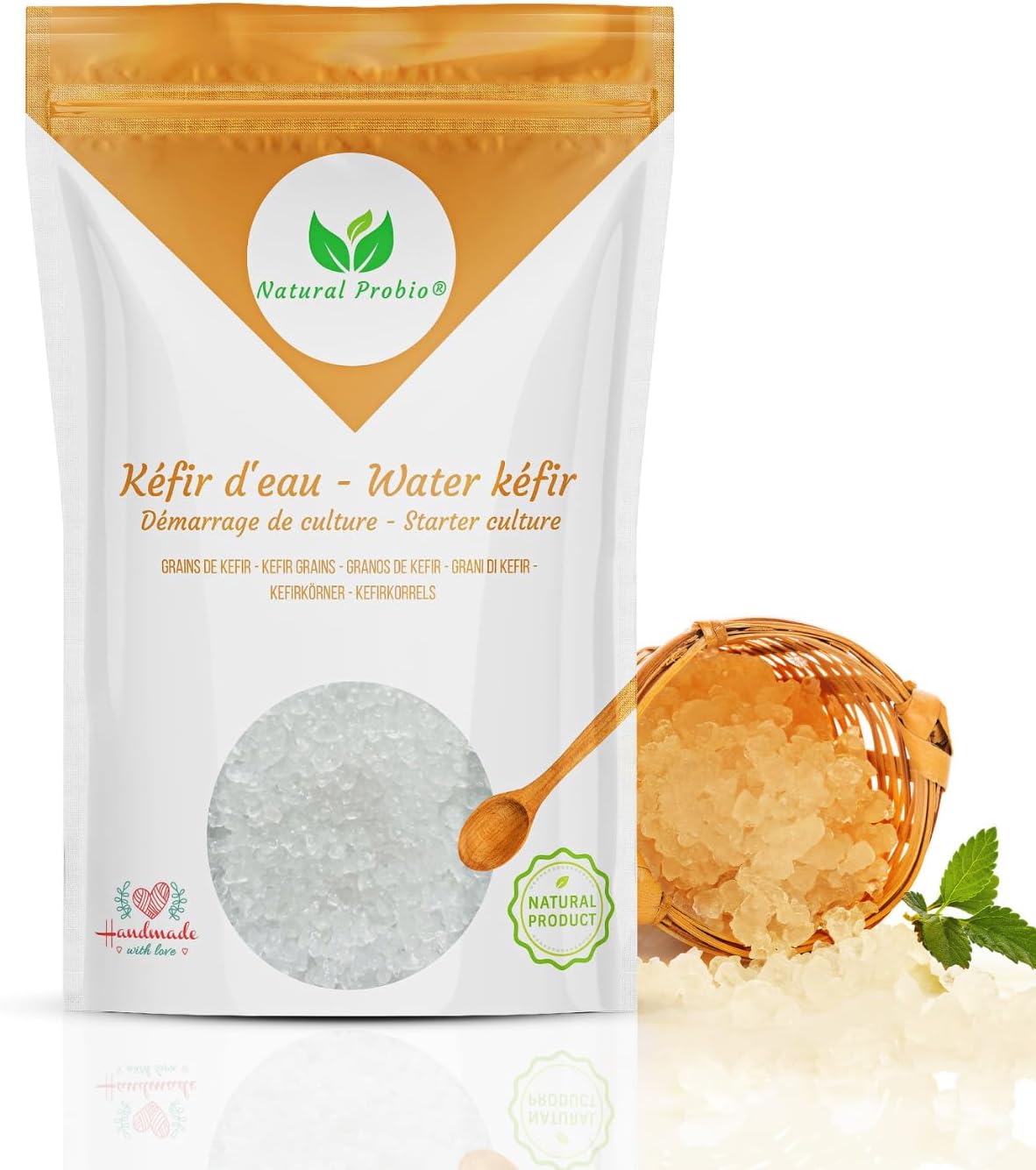 ® Kéfir d'eau - Kit de démarrage de Culture - Grains de kefir de Fruit + Notice complète Recette et Conseils + Accès Ebook, Bibliothèque Recettes 30g