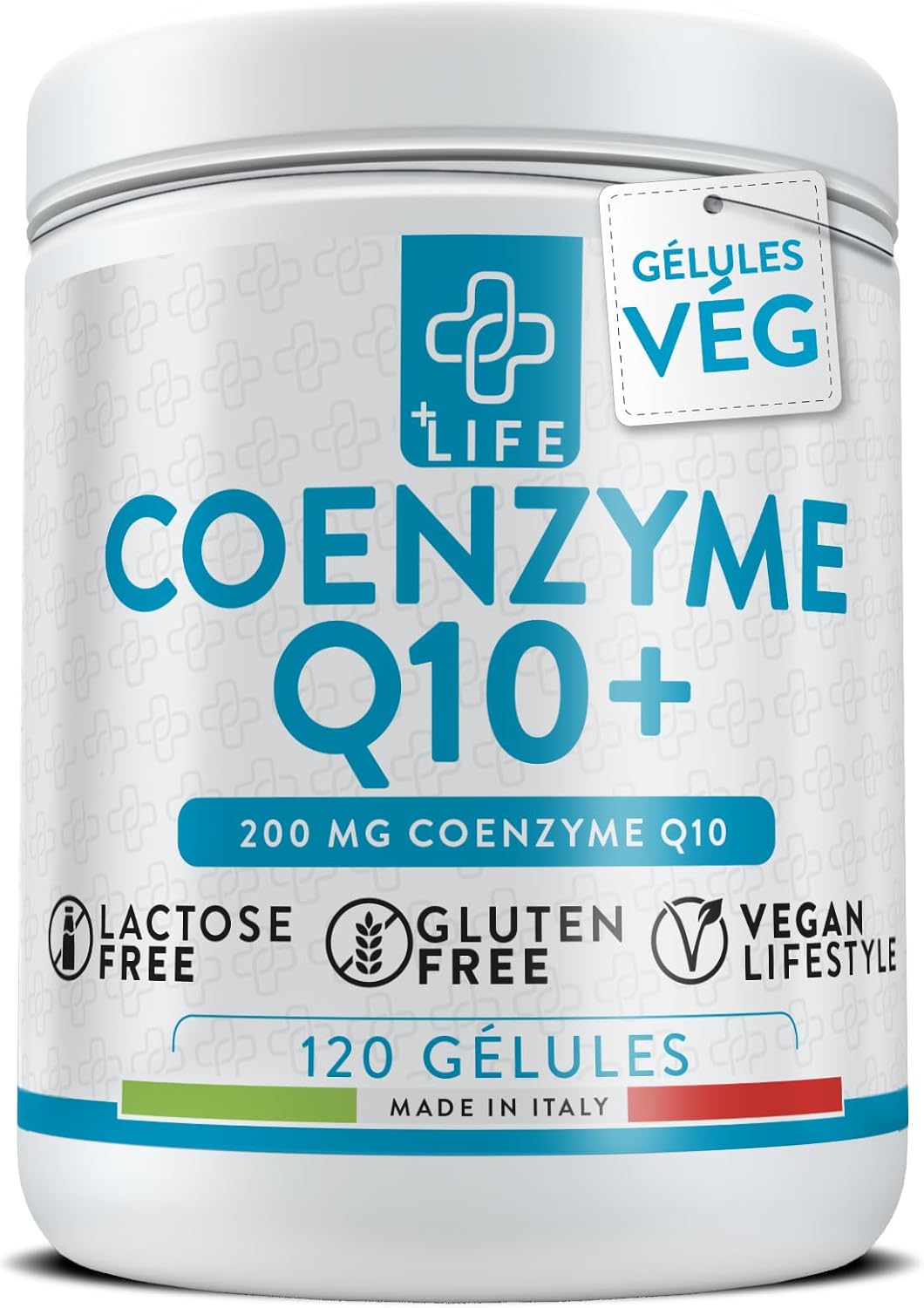 Coenzyme Q10 200mg PiùLife, 120 Gélules Vegan CoQ10 Antioxydant Anti Age, Ubiquinone Q10 Coenzyme Complément Alimentaire Peau, Système Immunitaire, Énergie Contre Les Radicaux Libres