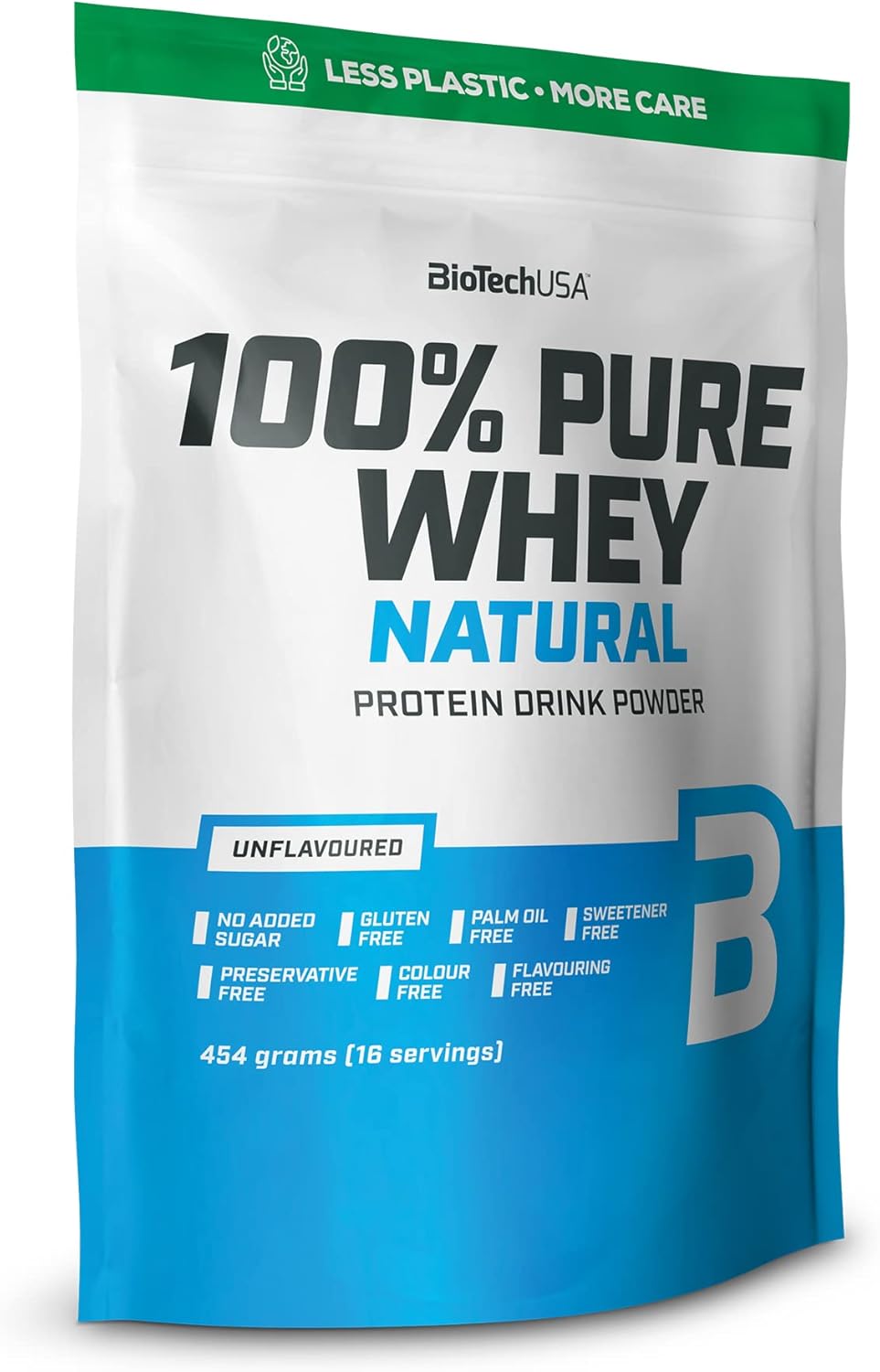 100% Pure Whey - Poudre de protéines avec BCAA et Glutamine - Sans gluten, sans huile de palme - 21g de protéines par portion, 454 g, Sans saveur Sans saveur 454 g (Lot de 1)