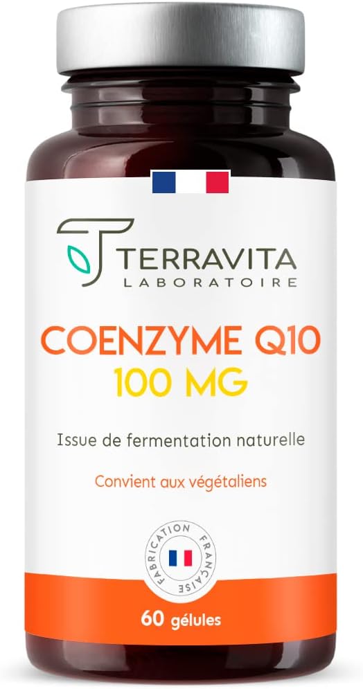 COENZYME Q10 Pure - 100 mg d’Ubiquinone Stable par Gélule - Antioxydant Puissant pour Effet Anti-âge - Biodisponiblité Maximale - Fermentation Naturelle - 60 Gélules Vegan - Made in France - Terravita