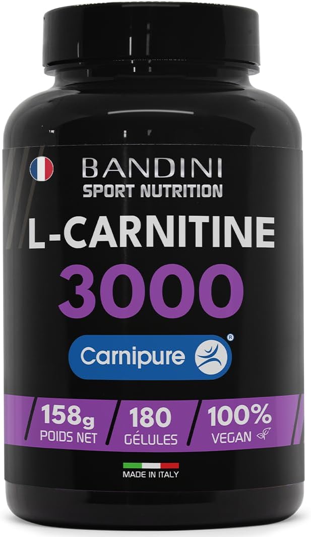 ® L-Carnitine 3000, 180 gélules avec Carnipure® à Haute Dose, Supplément sportif avec L Carnitine Tartrate, Pure Carnitin à haute absorption et biodisponibilité, Vegan et sans additifs