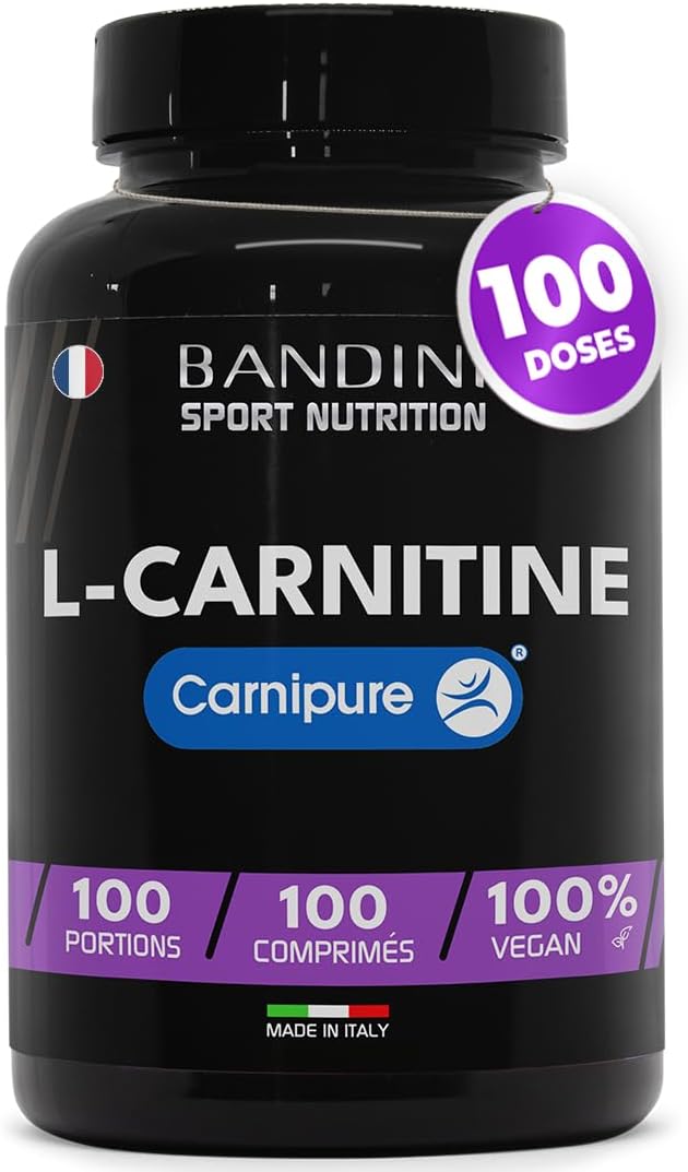® L-CARNITINE Carnipure® 100 Comprimés - Supplément de Tartrate L Carnitine (100 doses, 100 jours) 1000mg - Pour Sportifs qui Pratiquent une Activité Physique à Haute Intensité - 100% Vegan