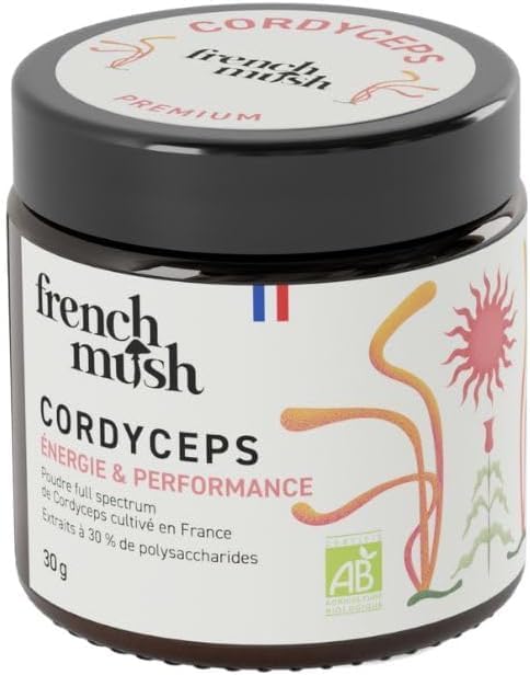 Cordyceps Bio en Poudre - 30g Vegan - Champignon Pour Bien-Être, Performances Physiques, Énergie - Se Mélange à Alimentation ou Boisson - Cordyceps Mushroom Testé en Laboratoire, Fabriqué en France 30 g (Lot de 1)