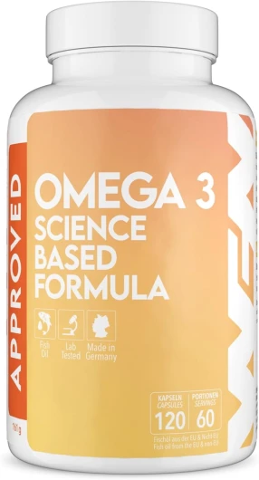 WFN Approved Omega 3-2000mg - 120 Gélules - Huile de poisson à haut dosage - Premium Fish Oil - 1500 mg EPA DHA par portion - Fabriqué en Allemagne - Testé dans un laboratoire externe 120 unité (Lot de 1)