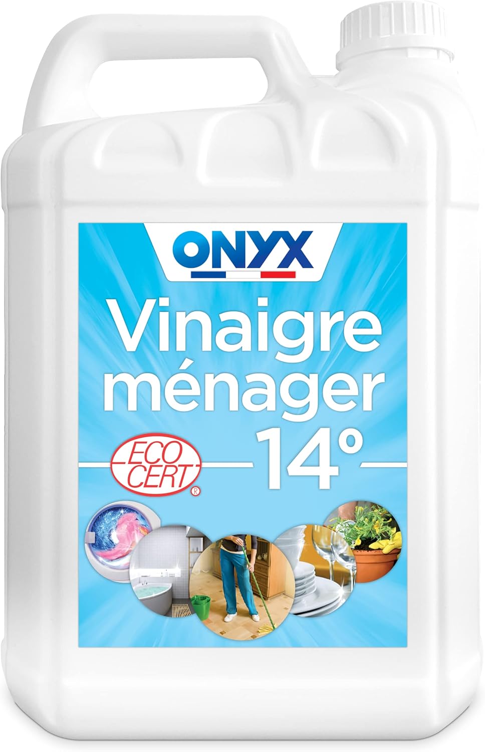 Vinaigre Ménager 14° - Produit Nettoyant, Détartrant Concentré Multi-Surface - Dégraisser, Faire Briller - Ecocert, 100% d’Ingrédients d’Origine Naturelle, Fabrication Française - 5L 5 l (Lot de 1)