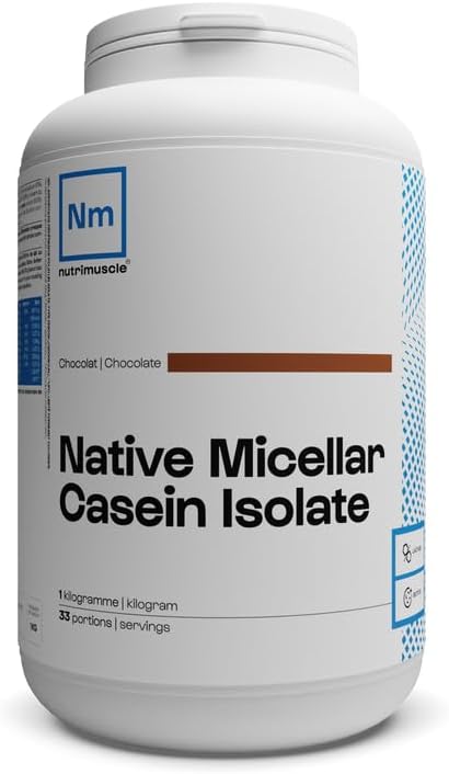 Isolat de Caséine Micellaire 92% - 1 kg Chocolat - Origine France - Lait français - Idéal en sèche - Assimilation lente - Musculation Chocolat 1 Kg (Lot de 1)