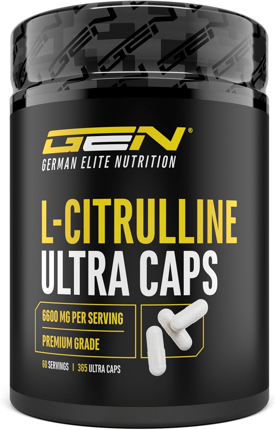 L-Citrulline Ultra Caps - 365 gélules - Hautement dosé avec 1100 mg par gélule - L-Citrulline DL-malate 2:1 issue de la fermentation végétale - Sans additifs indésirables