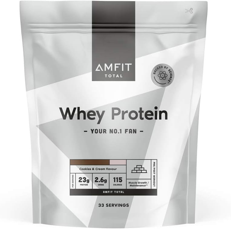Marque Amazon - Amfit Nutrition Protéines en Poudre de Lactosérum (Whey), Cookies et Crème, 33 portions, 1 kg (Lot de 1) Cookies et Crème 1 kg (Lot de 1)