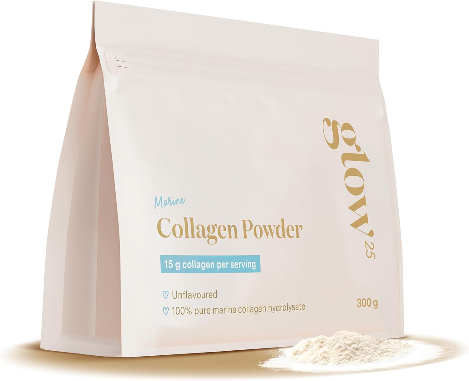 Collagène marin en poudre Glow25® [300g] – Complément Alimentaire – Haute solubilité – Peptides de collagène à boire – Collagène hydrolysé pur – Naturel – Collagen