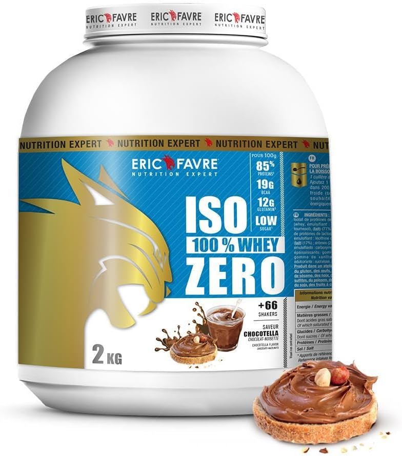 ISO WHEY ZERO 100% Pure Protéine - Pure Whey Protéine Isolate Savoureuse Pour Prise de Masse Musculaire - Assimilable Rapidement - 2kg - Saveur Chocotella - Eric Favre Chocotella 2 kg (Lot de 1)