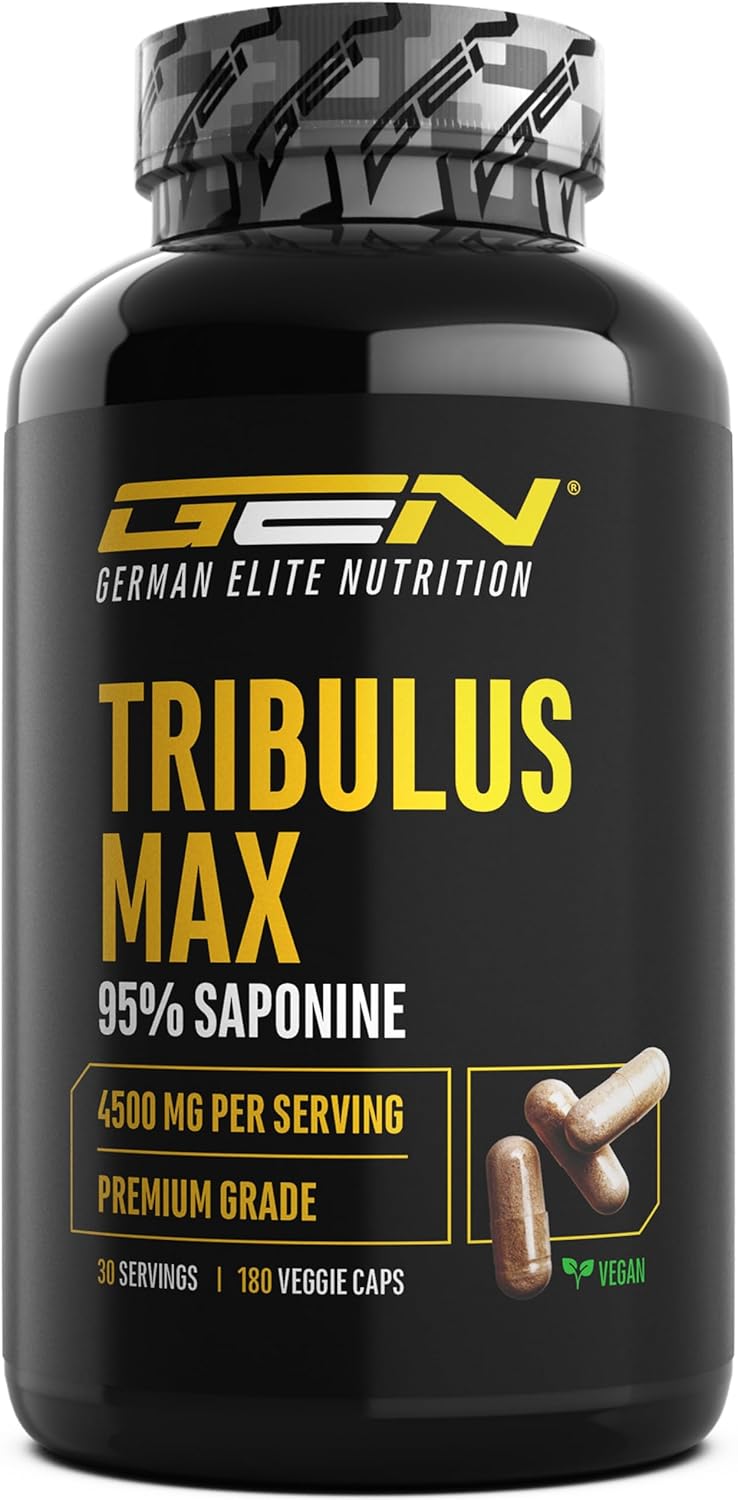 Tribulus Max - 180 gélules - Hautement dosé avec 4500 mg par dose journalière - Premium : 95% saponines - Extrait pur de Tribulus Terrestris 10:1 - Vegan