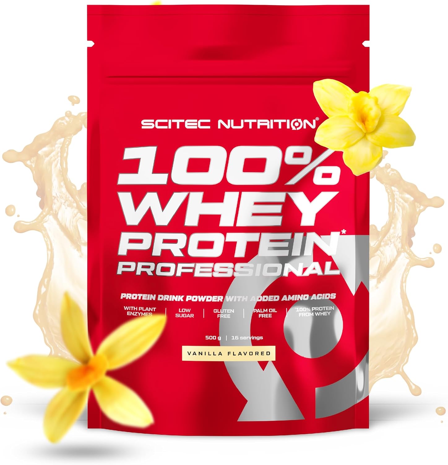 100% Whey Protein Professional - Amélioré avec des acides aminés supplémentaires et des enzymes digestives - Sans gluten - Sans huile de palme, 500 g, Vanille Vanille 500 g (Lot de 1)