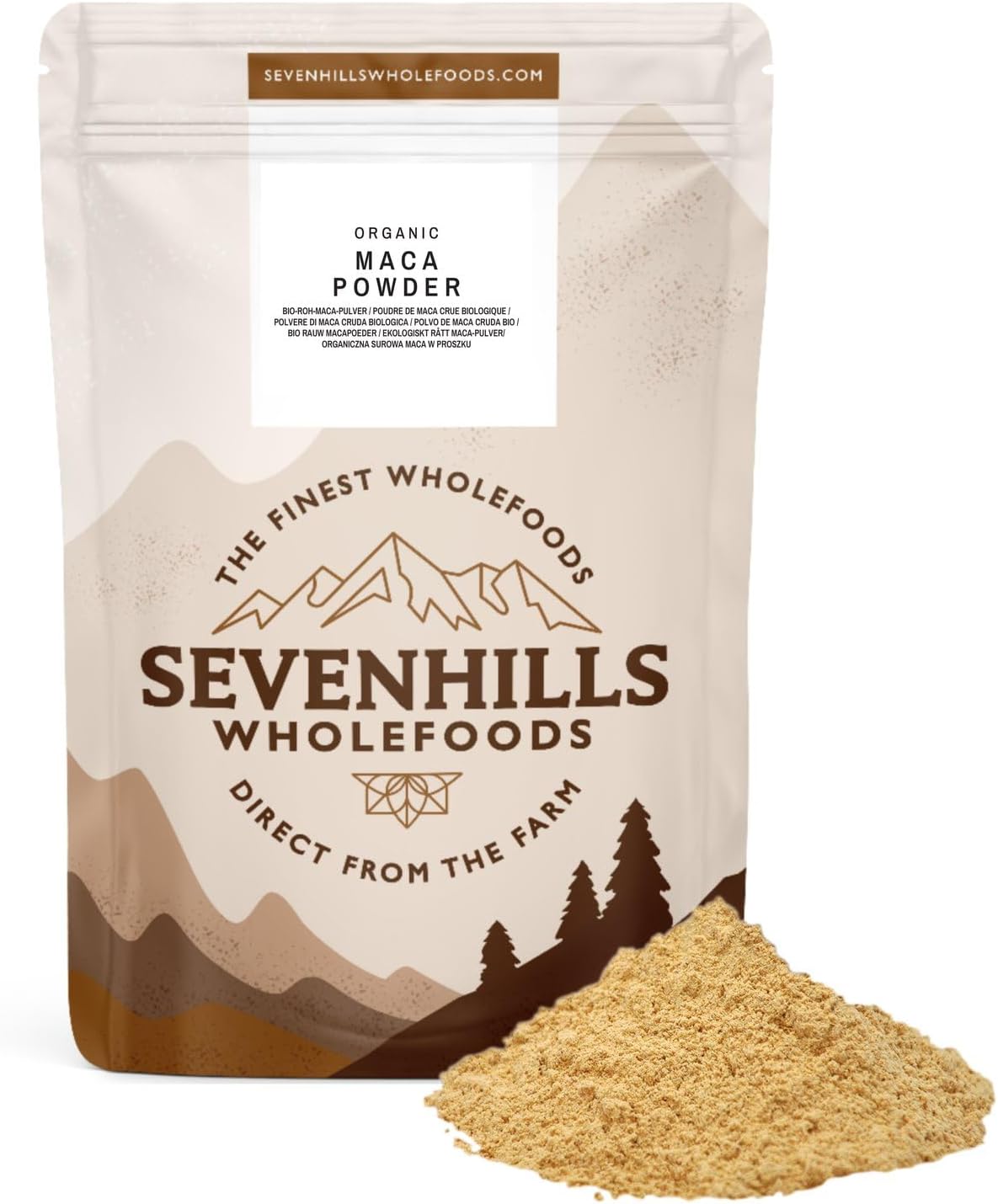 Poudre de Maca bio 1kg du Pérou - Racine de Maca pure - Végétalien, sans gluten, sans OGM, casher - de Sevenhills Wholefoods 1 kg (Lot de 1)