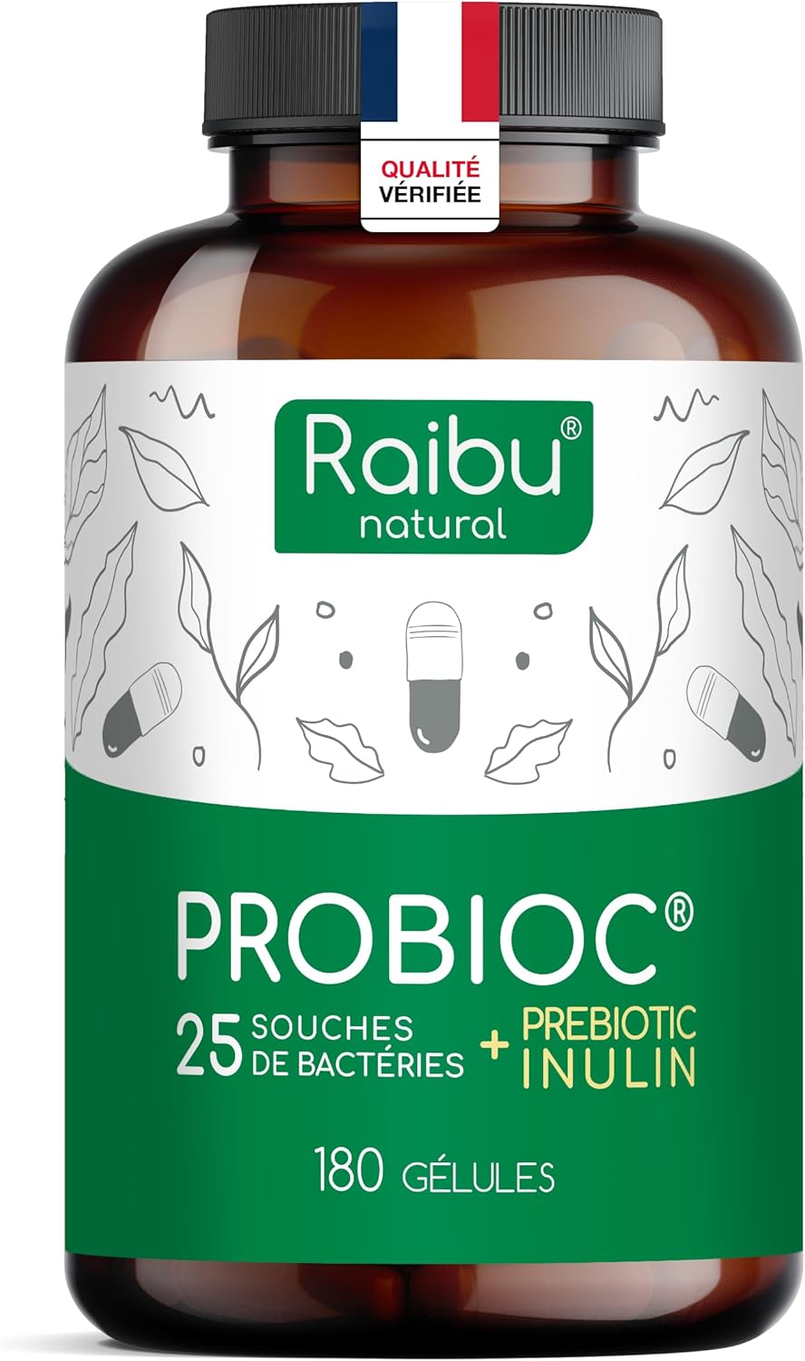 Probiotique Flore Intestinale - 60 Milliards UFC/Jour, 25 Souches de Bactéries avec Inuline - l’Équilibre de la Flore Intestinale - Contient Lactobacillus Gasseri et Bifidobacterium