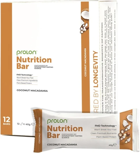 Barre énergétique – Barre protéinée pour jeûne intermittent – 12 barres de 40 g – Végétarienne et sans gluten – Fabriqué en Italie - Noix de Macadamia et Noix de Coco