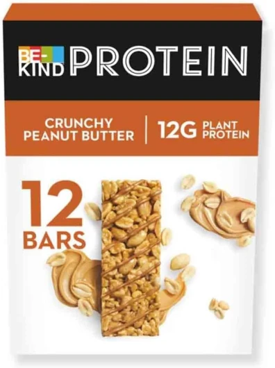 BE-KIND - Barres de Céréales Protéinées - Beurre de Cacahuètes Croquant - Sans Gluten - Riche en Fibres - Grand Format - 12 x 50g Protein Crunchy Peanut Butter