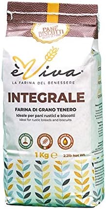 Agricola Piano – Autentica - Farine de Blé Tendre Complet Type 150 kg 1-100% Italienne – Idéale pour Pain, Biscuits et Pâte Sablée - Intégrale Véritable – Professionnelle - Sans Additifs – èViva