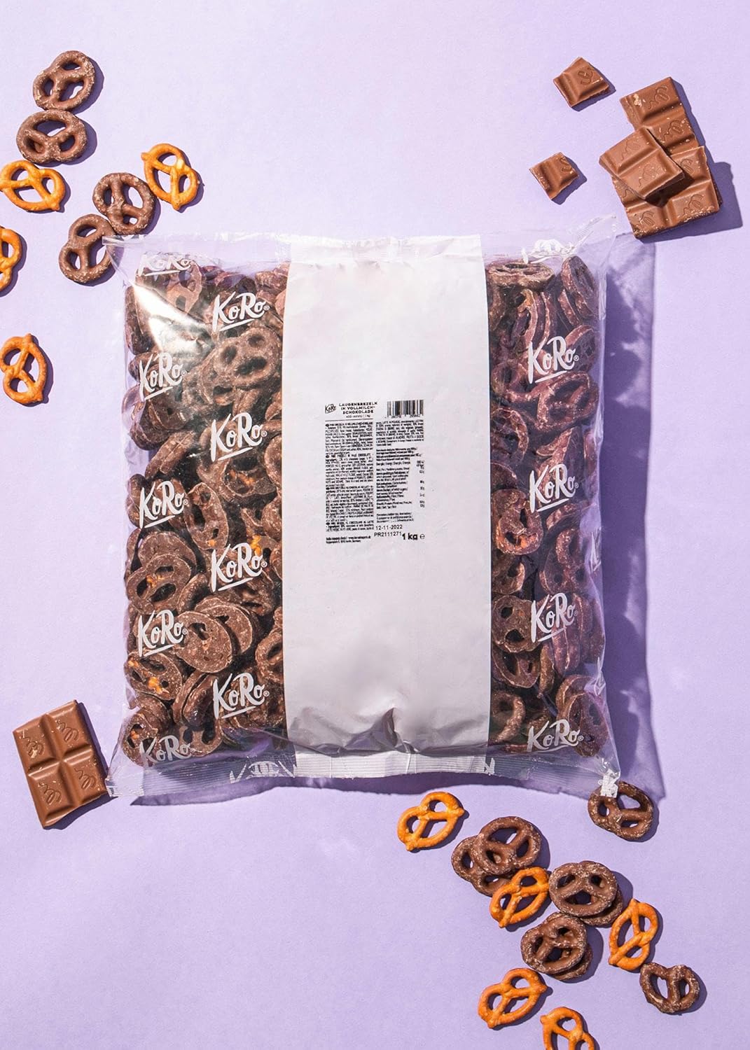 Bretzels au chocolat au lait 1 kg - Le sucré rencontre le salé - Biscuits salés croquants, enrobés de chocolat onctueux - Le snack pour les fêtes et les soirées cinéma