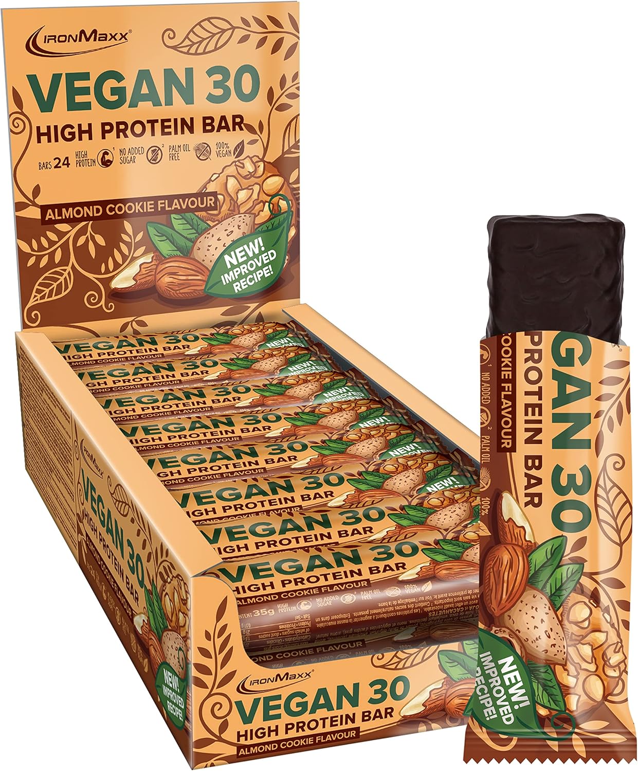Vegan 30 Haute Protéine 24 Barres 35 g Biscuit aux Amandes Biscuit aux Amandes 35 g