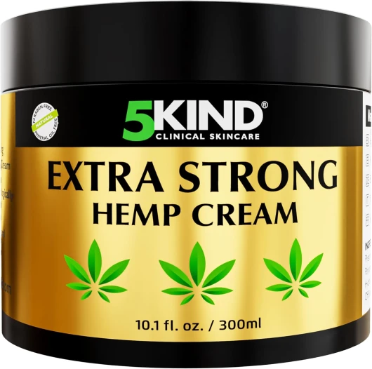 5kind Crème au chanvre ultra puissante 300ml - Huile de chanvre et arnica ultra puissantes - Pour les muscles, pieds, genoux, cou, épaules - Gel de massage riche en extraits naturels Ultra Puissante 300 ml (Lot de 1)
