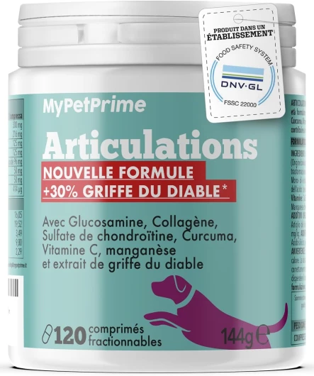 Compléments Alimentaires pour Chiens - Anti Arthrose, Anti inflammatoire, Améliore la Mobilité Articulaire et Le Cartilag - 120 comprimés