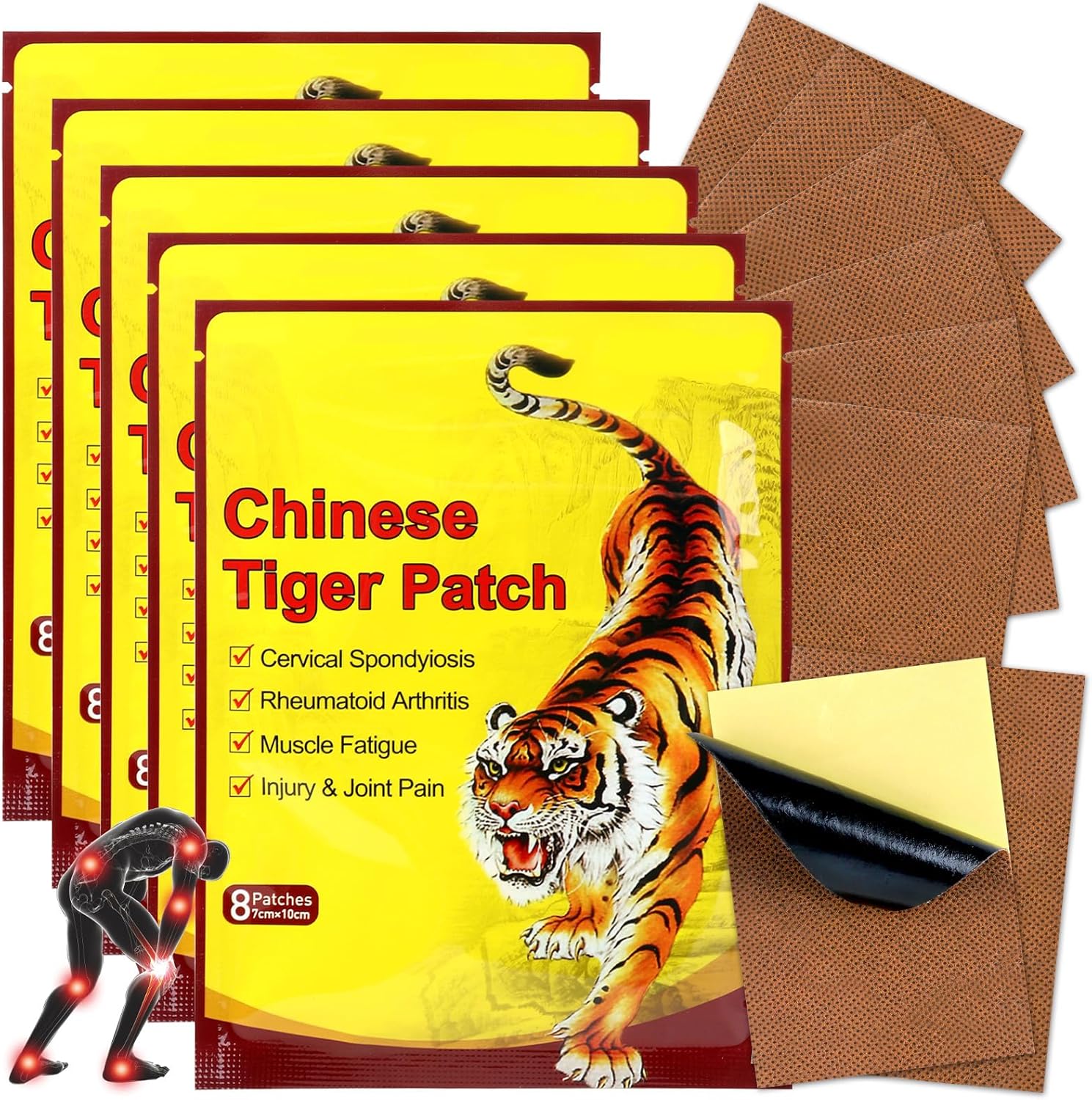 Mineup Patch Anti Douleur, 40 Patch Chauffant Dos, Patch De Soulagement Douleur Tigre, Patch De Soulagement De Douleur, Patchs Patch Chauffant Dos, Pain Relief Patches Pour Douleurs Cou,Nuque,Epaules 40pcs