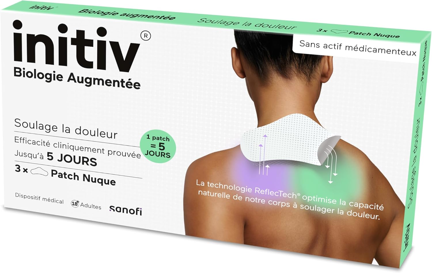 Patch nuque – Soulage la douleur jusqu’à 5 jours – Dispositif Médical – Sans actif médicamenteux – Boîte de 3 patchs – Adultes