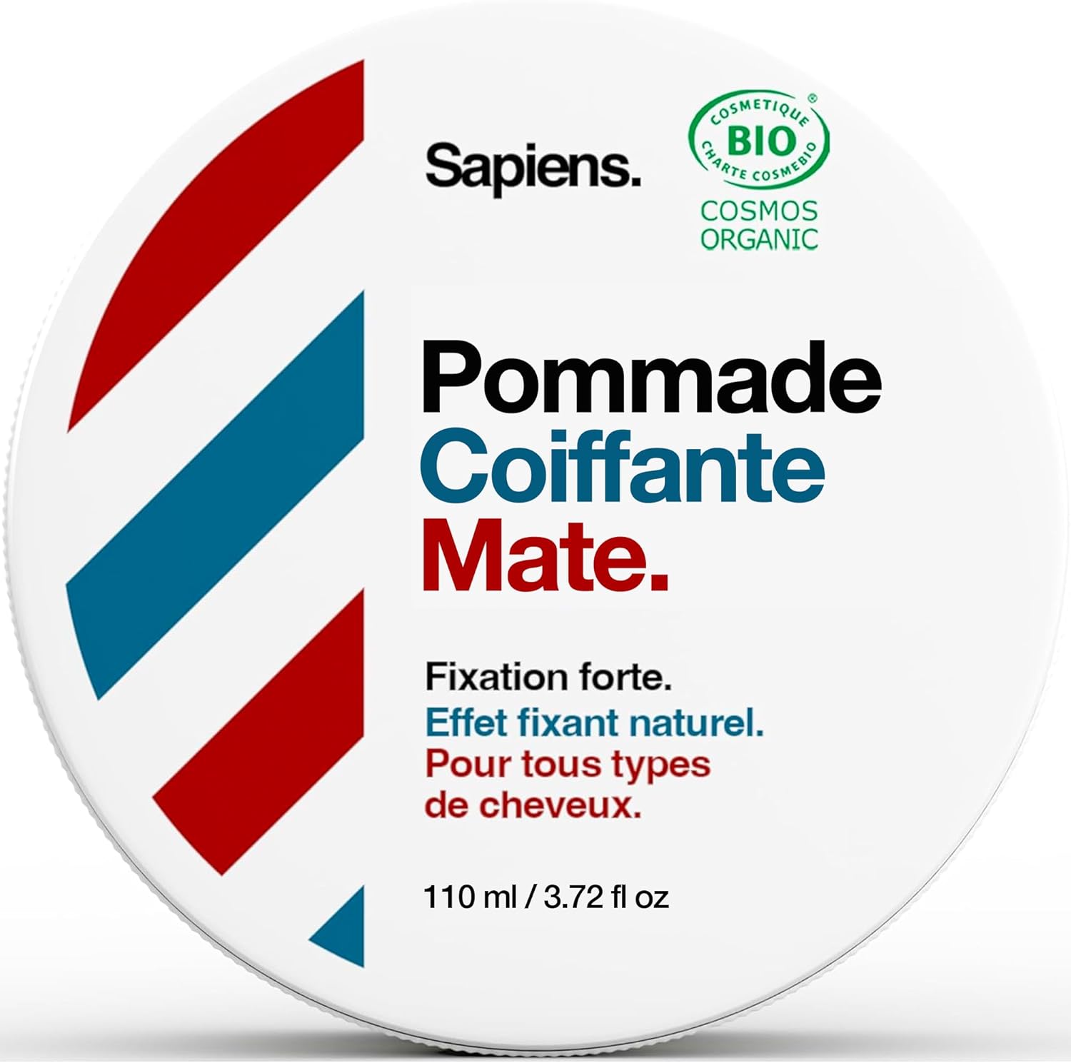 Barbershop Pommade Coiffante Bio 110 ml - Cire Cheveux Homme Effet Mat Fixation Medium - Fabriquée en France - Produit Coiffant de Qualité Professionnelle Certifiée ECOCERT - Parfum Mentholé 110 g (Lot de 1)