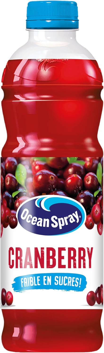 Bouteille de jus de cranberry -Faible en sucres- 1 Litre -Carton de 6 bouteilles (L'emballage peut varier)