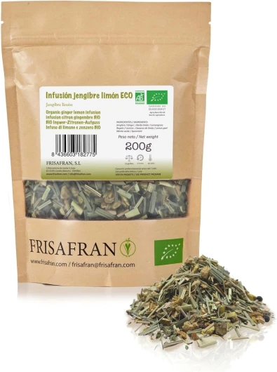 Infusion Gingembre et Citron Bio 200g - Anti-inflammatoire - Pour Tisanes Et Infusions - Vitaminique - Infusion Digestive - Antioxydant - Thé au citron et au gingembre - thé au gingembre Gingembre 200g