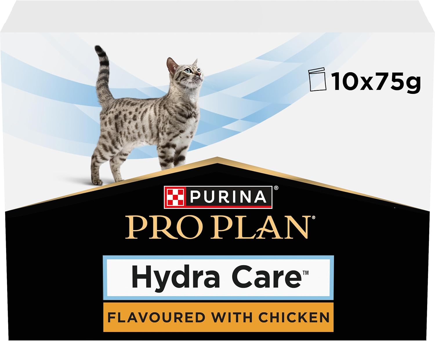 PURINA PRO PLAN - HYDRACARE - Chat - Aliment Complémentaire pour Aider Les Chats Adultes à Rester Hydratés - Au Poulet - Sachets - 10x75g Poulet 1 unité (Lot de 1)