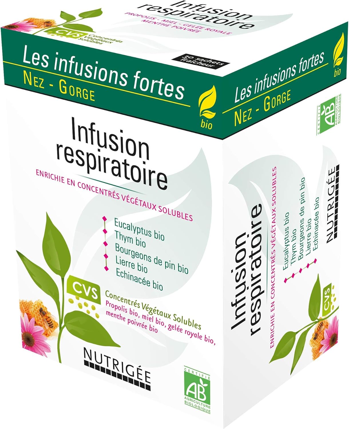 Infusion Respiratoire Bio - Apaise - Voies Respiratoires & Défenses Naturelles - Thym, Eucalyptus, Bourgeons De Pin, Lierre, Échinacée - Riche En Concentrés Végétaux Solubles - 30 Sachets