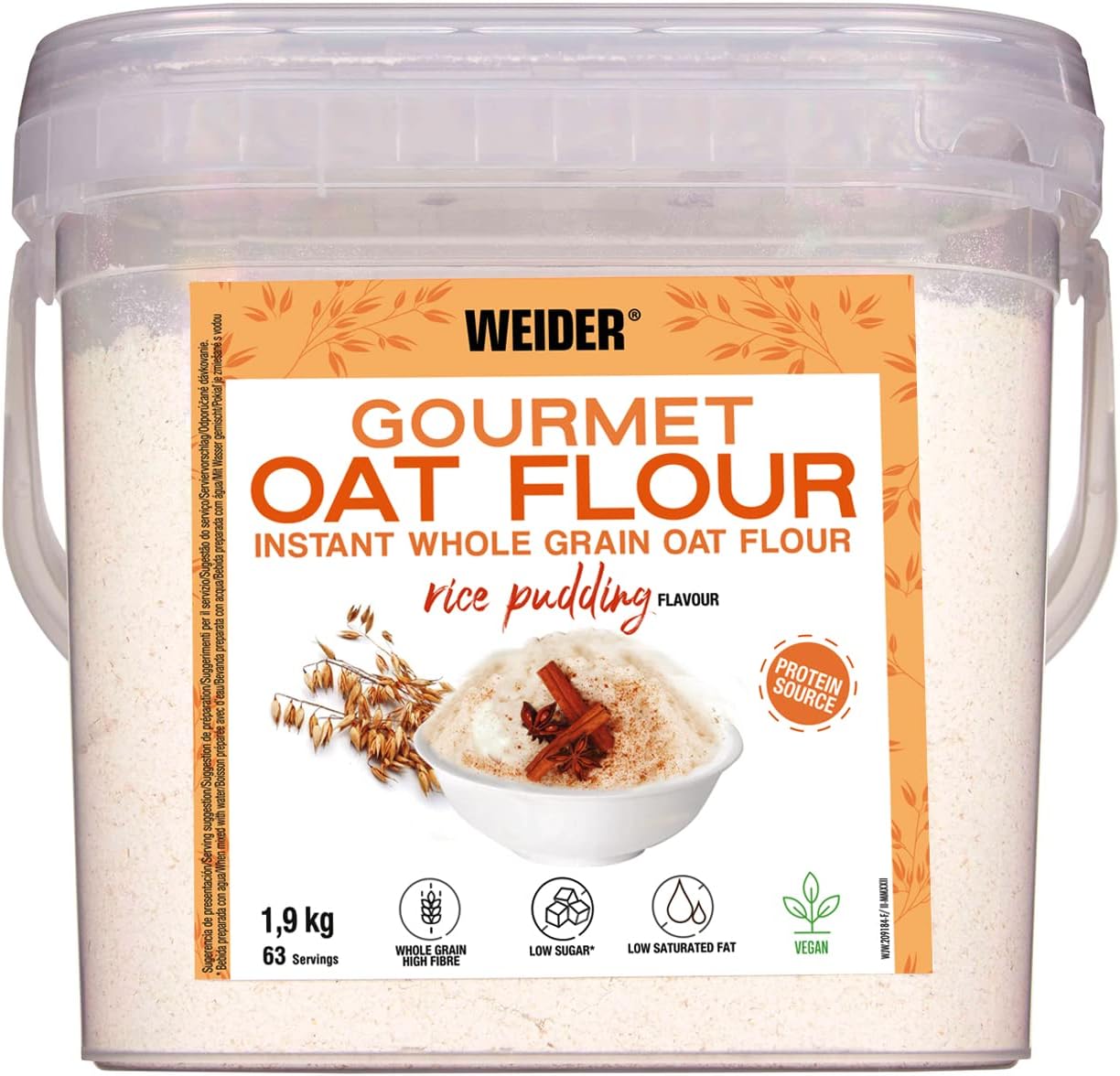 Gourmet Oat Flour – Farine d’Avoine Instantanée – Goût Riz au Lait - Haute Teneur en Glucides – Enrichie en Protéines Végétales – Sans Sucres Ajoutés – Sans OGM – 1,9kg