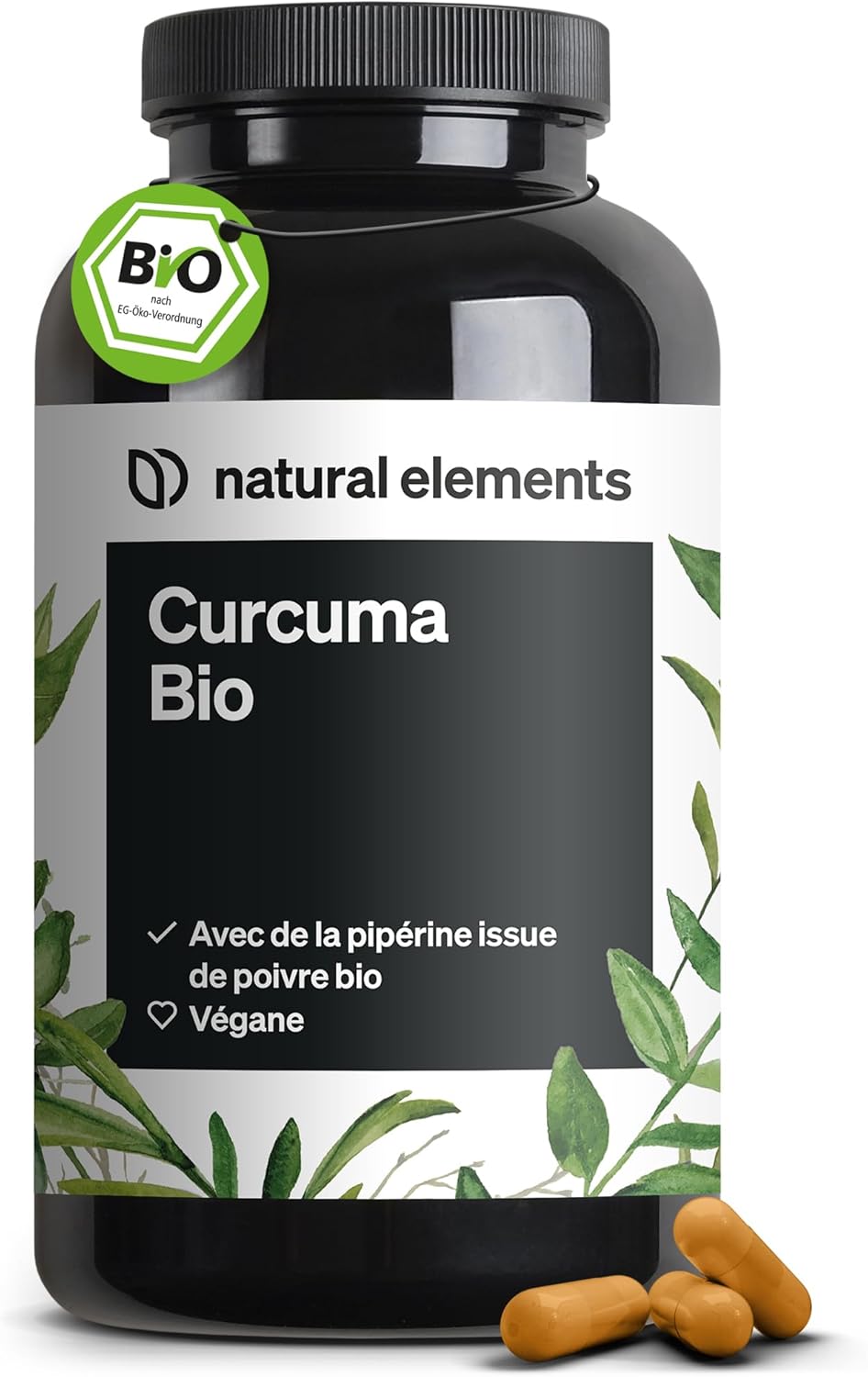 Curcuma Bio avec du poivre noir – 240 gélules – 2 900 mg de curcuma bio par dose journalière – avec de la curcumine et de la pipérine – hautement dosé, végane – contrôlés en laboratoire