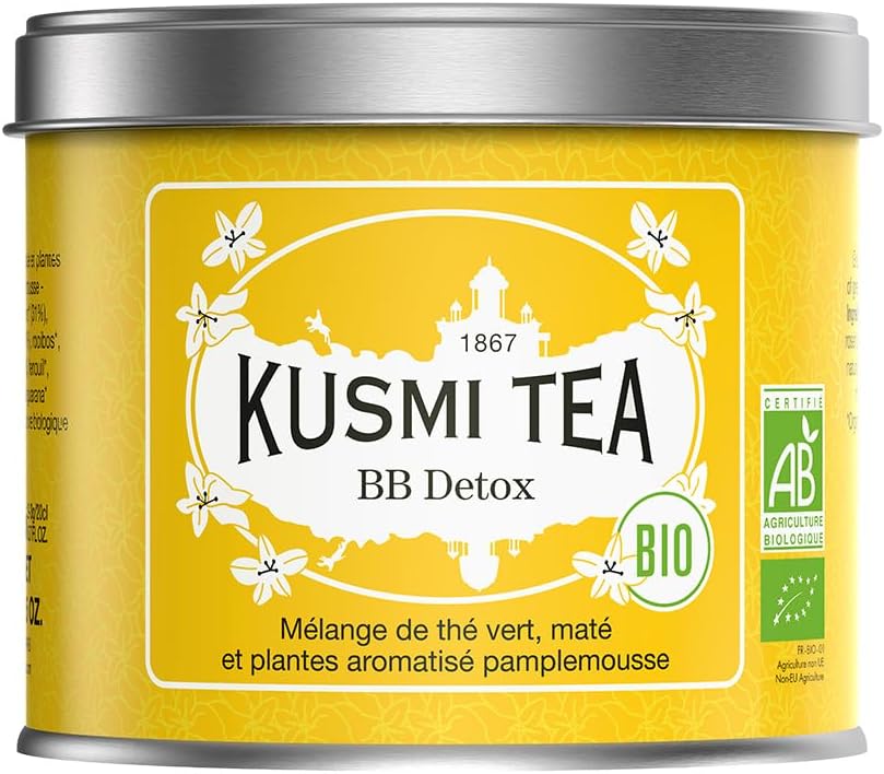 BB Detox Bio - Mélange Biologique de Thé Vert, Maté et Pamplemousse - Thé Yerba Mate Aromatisé - Parfums Fins et Acidulés - Boîte Thé Métal 100g - Quantité pour environ 50 Tasses