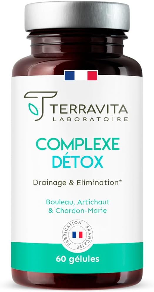 COMPLEXE DETOX - Chardon-Marie + Desmodium + Artichaut + Bouleau - Detox Foie & Colon - Élimination Rapide et Naturelle des Toxines - Booster d’Energie - 60 Gélules Vegan - Made in France - Terravita