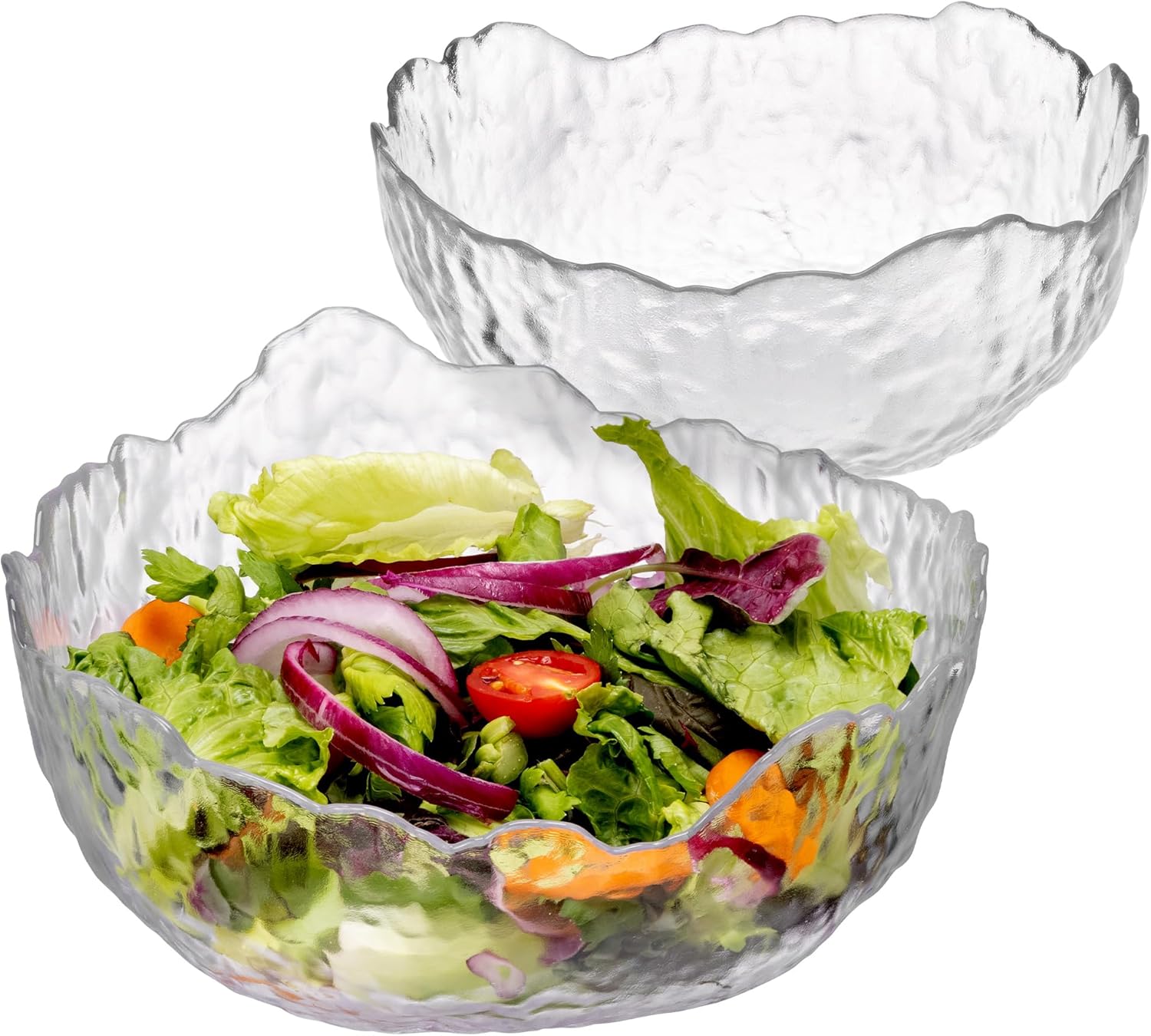 Bol en Verre - Lot 2X saladier en Verre trempé Transparent pour céreales pâtes Soupe Salade Fruits Glace - Bol mélangeur coupelle jatte