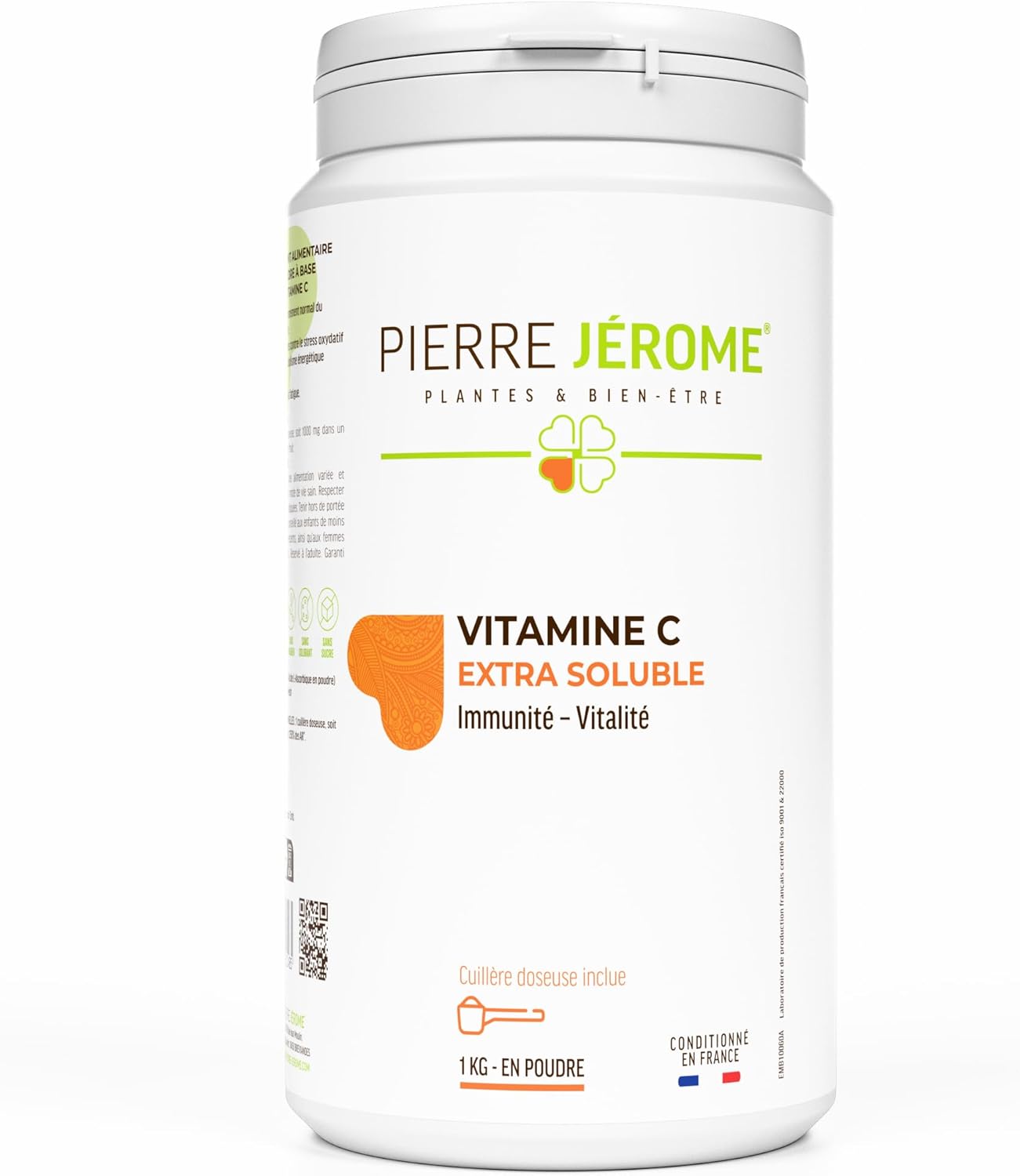 Vitamine C en Poudre Extra Soluble Pierre Jérôme - Acide L-Ascorbique Pur et Naturel - Complément Alimentaire Immunité, Energie, Stress - 1000 G - 1000 Jours 1 kg (Lot de 1)