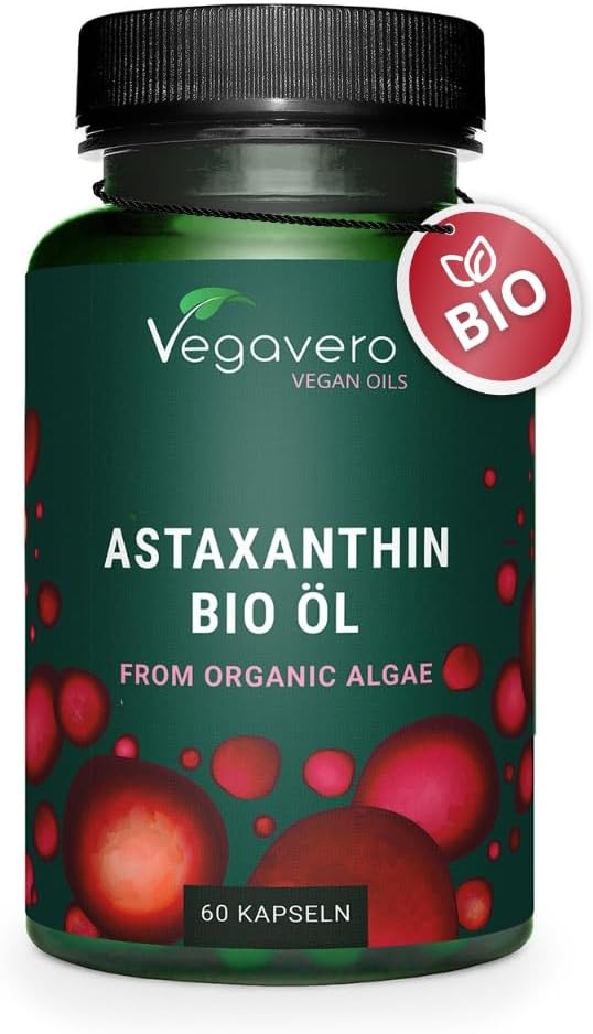 Astaxanthine BIO - Issue de 160 mg d'Haematococcus Biologiques - Antioxydant 100% Naturel - Biodisponibilité Elevée - Vegan & Sans Additifs - Vegavero®