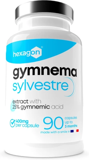 Gymnema Sylvestre 400mg - Jusqu’à +3 Mois de Cure - Soutien Naturel - Gestion des Envies Sucrées - Made in France - 90 Gélules Végétales - Vegan - Hexagon