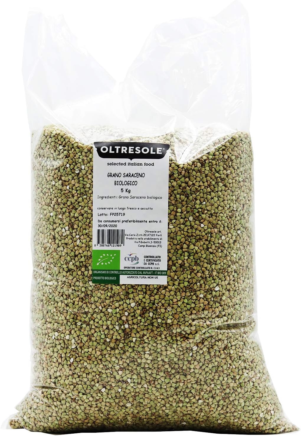 Oltresole, Sarrasin Décortique Biologique 5 Kg, Grain Brut Non Traité Thermiquement, provenant de l'Agriculture Biologique, Convenience Size