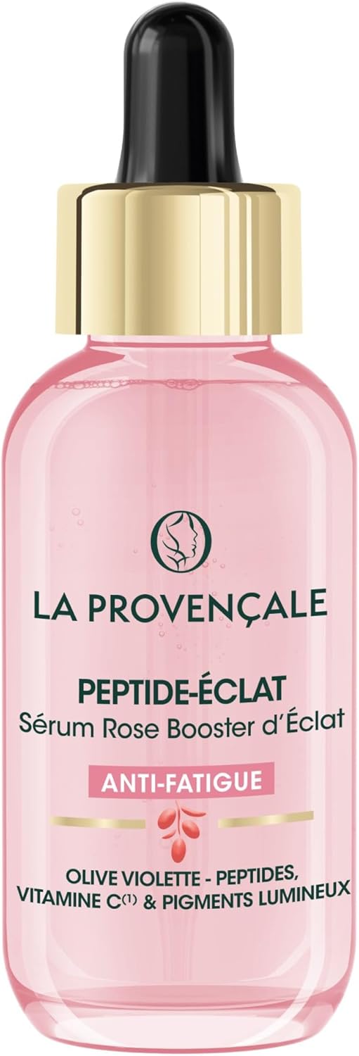 Peptide-Éclat - Sérum Rose Booster d'Éclat Anti-fatigue - Olive violette - Peptides, Vitamine C* & Pigments lumineux - Tous types de peaux - Efficacité Prouvée - 30 ml