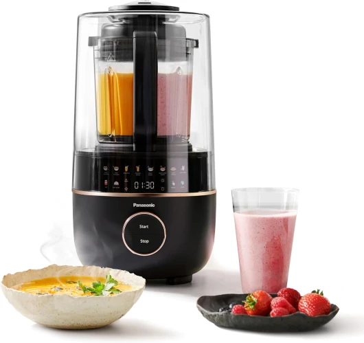 MX-HG4401KXE Blender Chauffant, 1.2L, 800W, Chaud et Froid, 9 modes Automatiques, 10 Vitesses, Minuterie, Maintien au Chaud, Nettoyage Automatique, Noir et or Rose