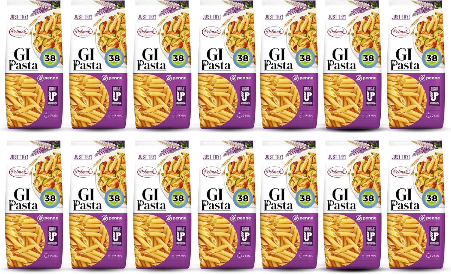Pâtes Penne pour les diabétiques et à faible teneur en glucides - Nouilles protéinées - Faible échange de glucides - Indice glycémique 38 (paquet de 14) Penne 250 g (Lot de 14)